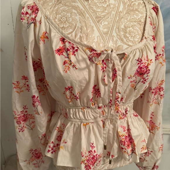Free People Tops - Free People Cream and Pink Floral Blouse